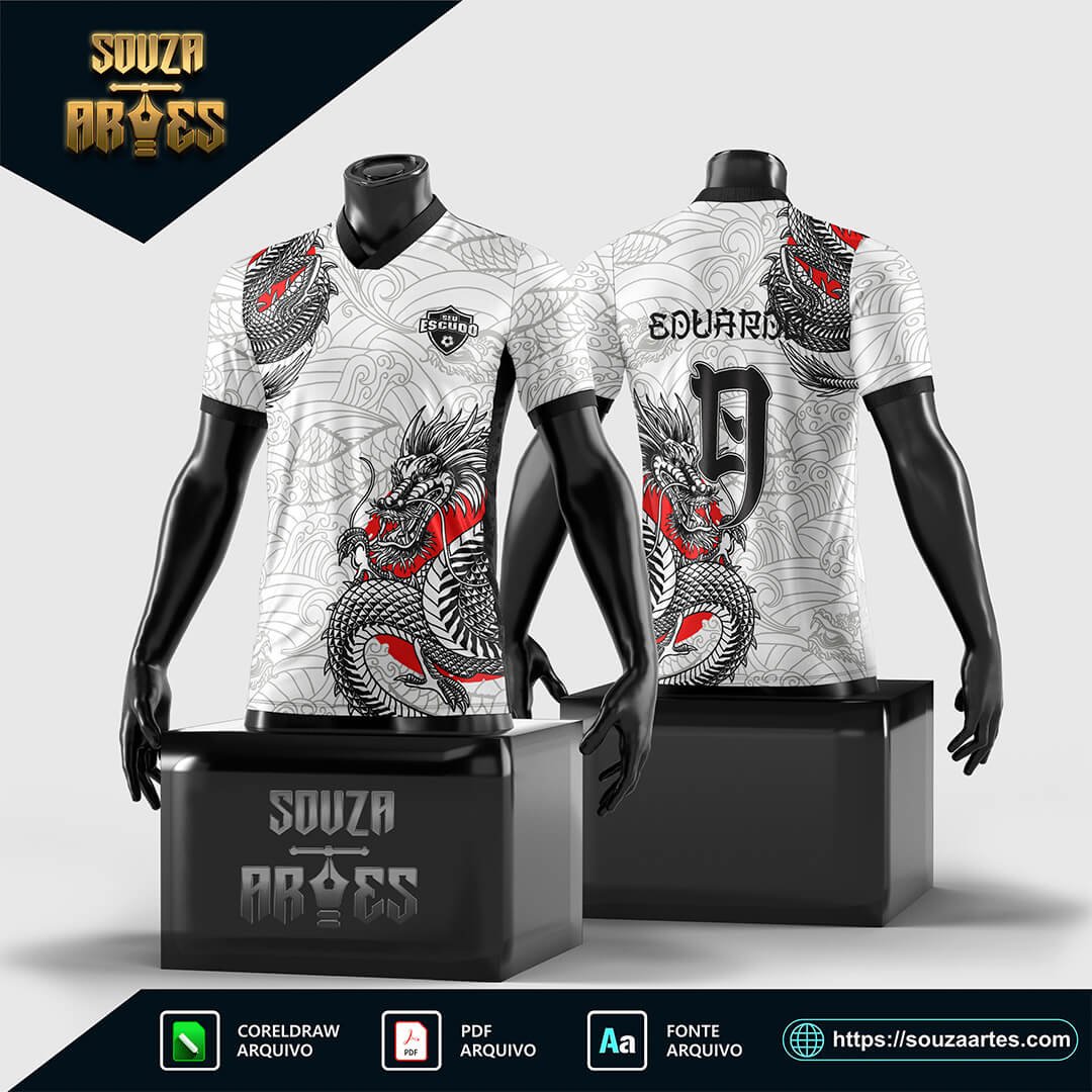 Arte Vetor Camisa InterClasse Dragão Branco