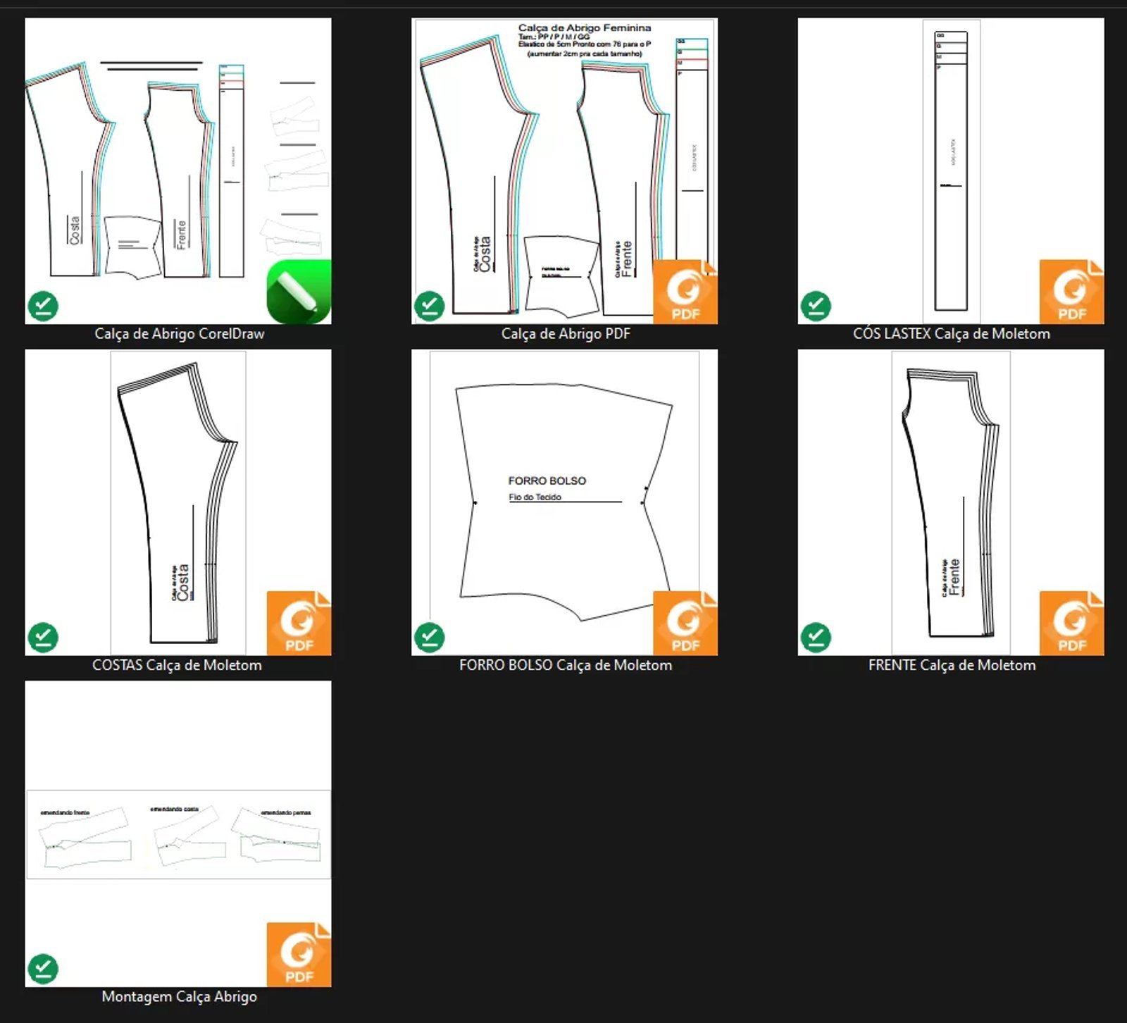 Molde de Costura Para Imprimir Camiseta - 64 - Calça de Moletom Feminina (P ao GG)