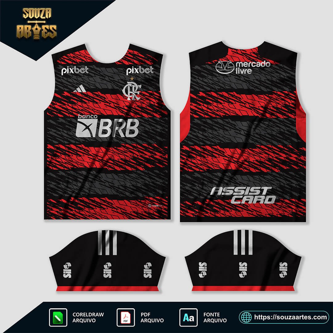 Arte Vetor Camisa Flamengo Conceito 2023 - 2024