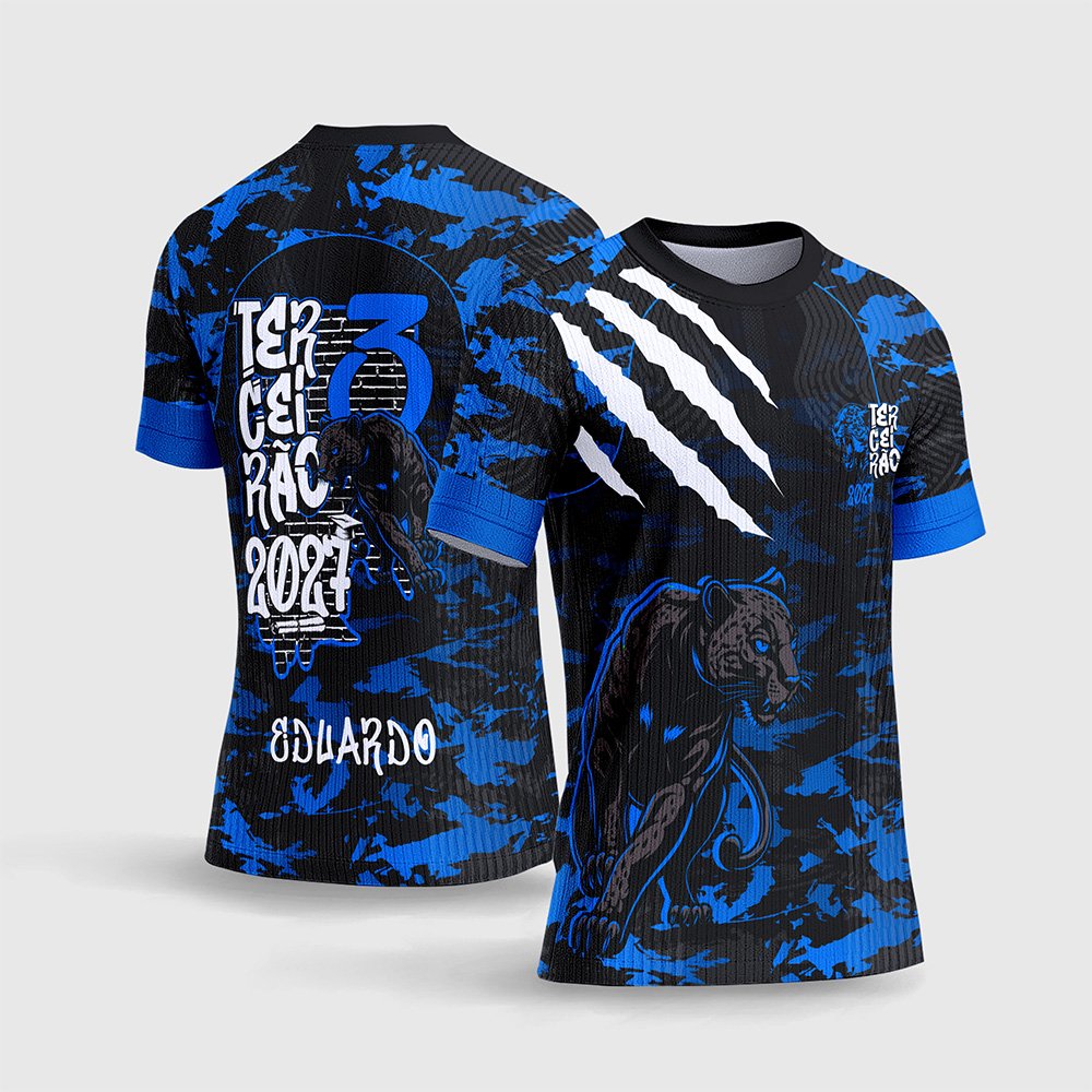 Arte Vetor Camisa Terceirão Pantera Negra Textura Azul