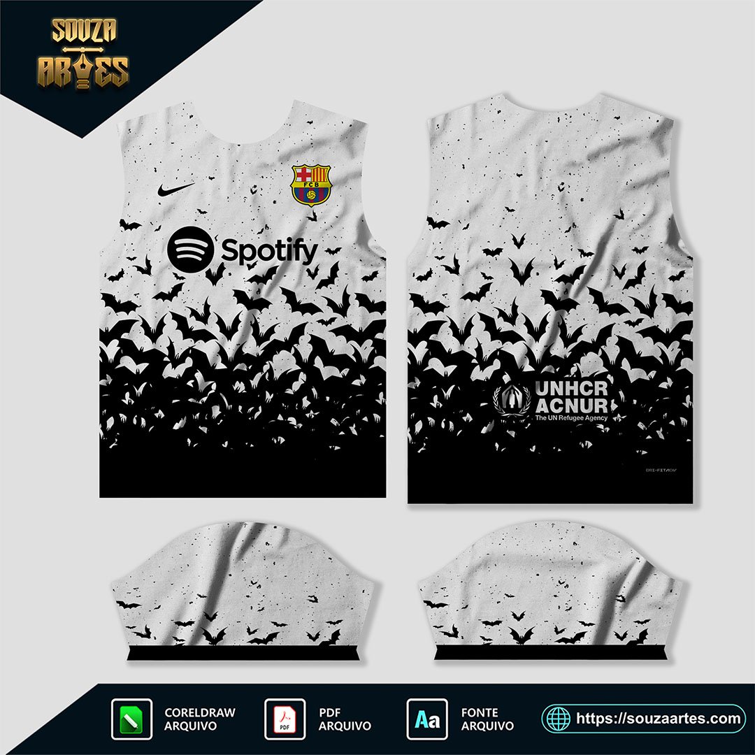 Arte Vetor Camisa Barcelona Conceito Halloween 2025
