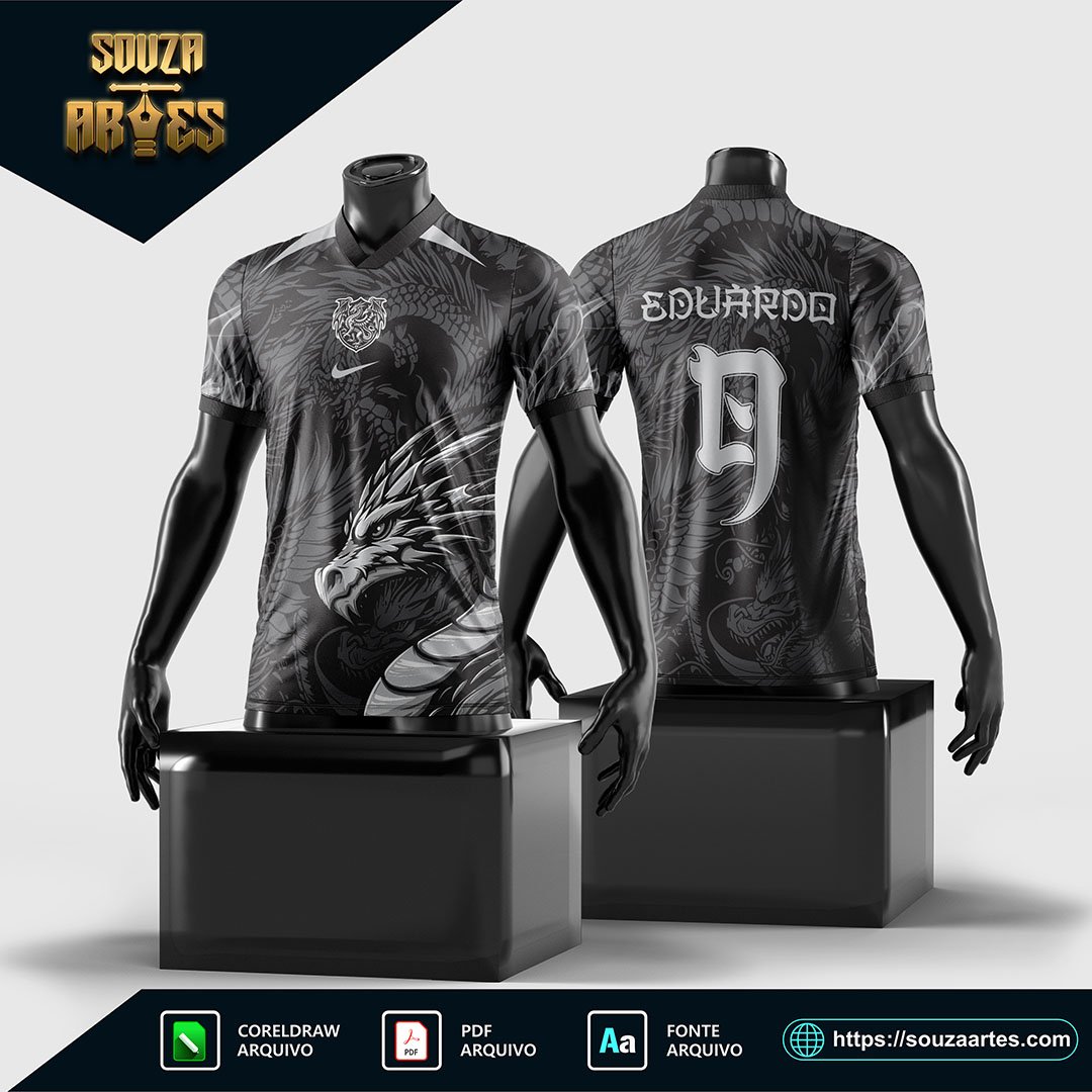 Arte Vetor Camisa Interclasse – Dragão Preto