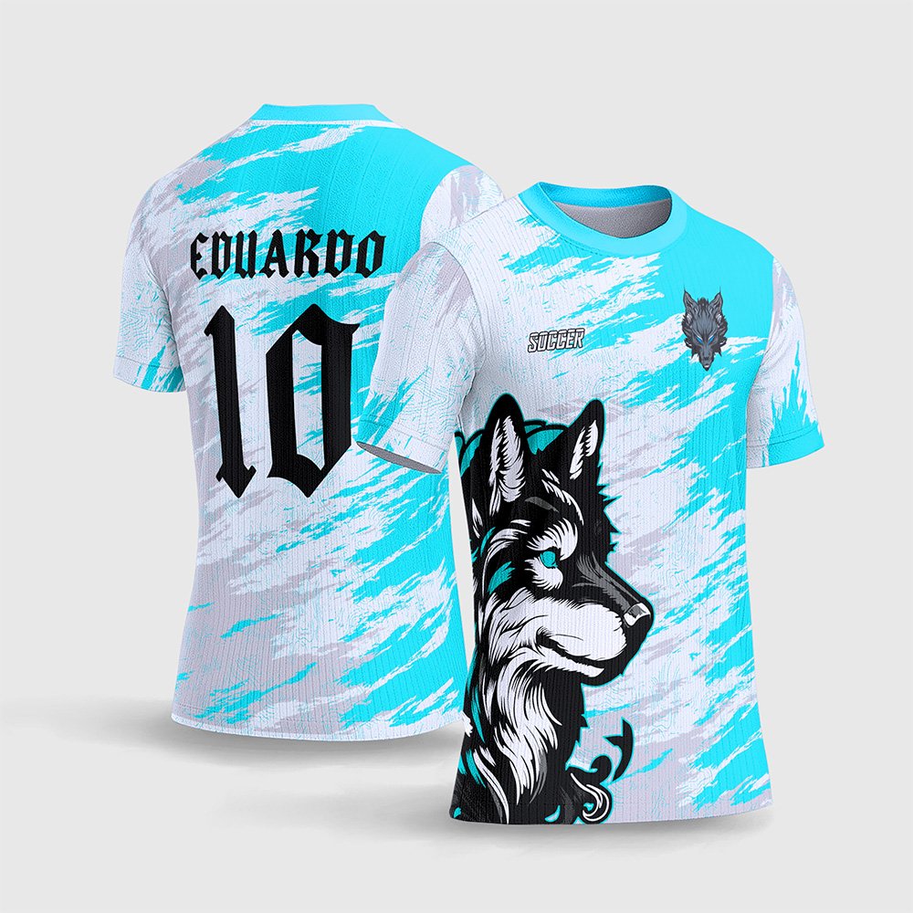 Arte Vetor Camisa Interclasse lobo Ciano
