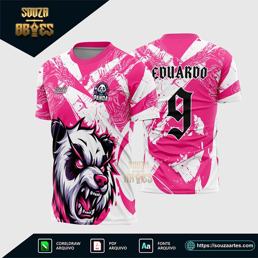 Arte Vetor Camisa InterClasse Urso Panda Rosa