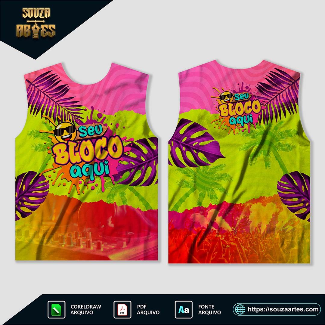 Arte Camisa Abadá Bloco Carnaval 2025 Sublimação - Modelo 09