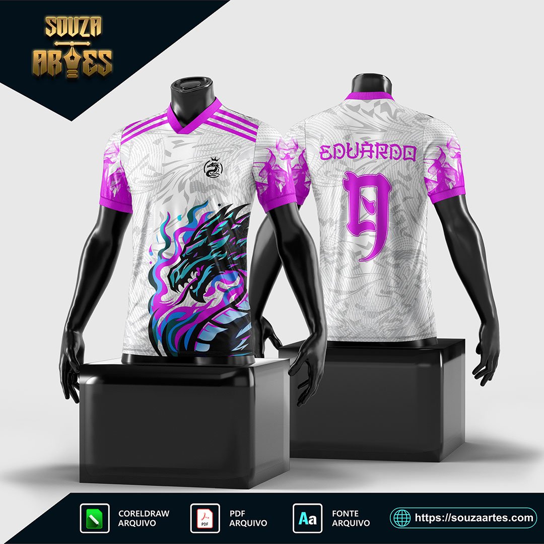 Arte Vetor Camisa InterClasse Dragão Colorido