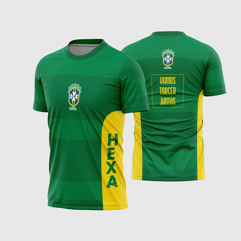 Arte Vetor Camisa Conceito Seleção Brasileira Rumo Ao Hexa 2026 - Vamos Torcer Juntos