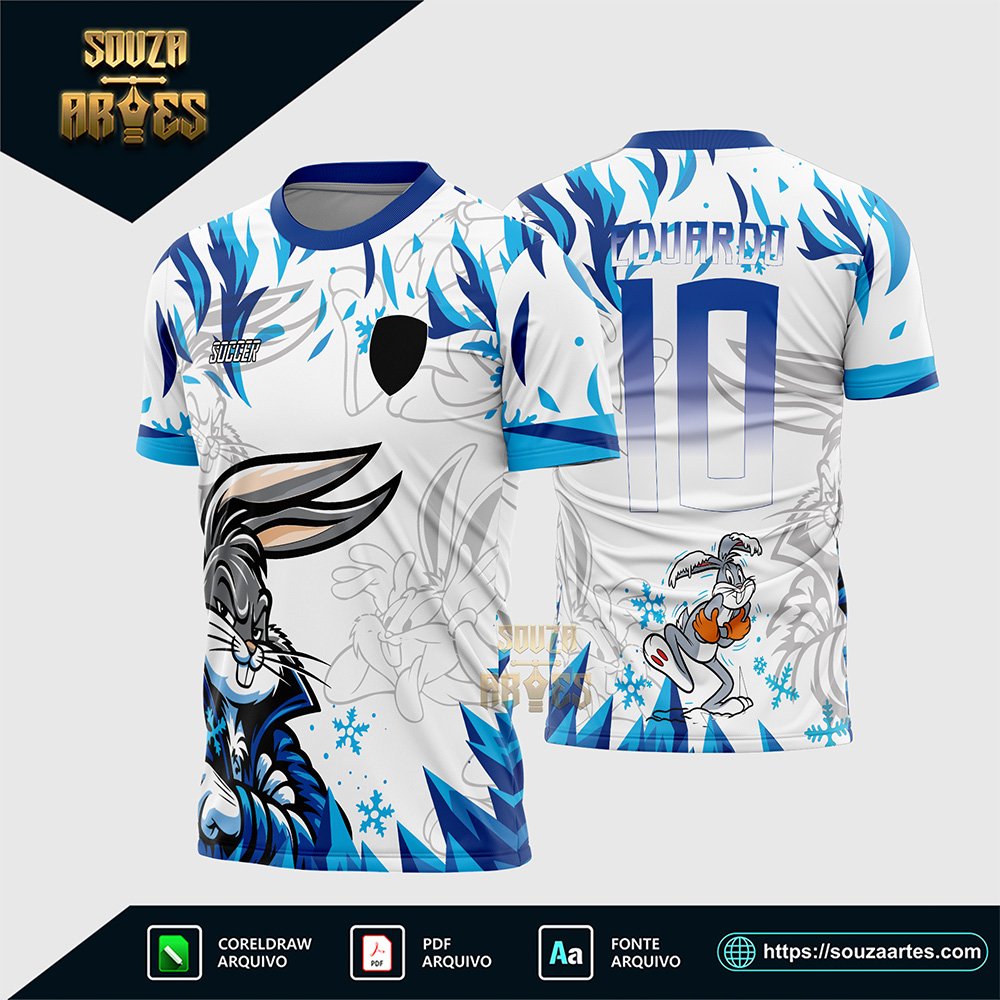 Arte Vetor Camisa Interclasse Pernalonga Azul - looney tunes