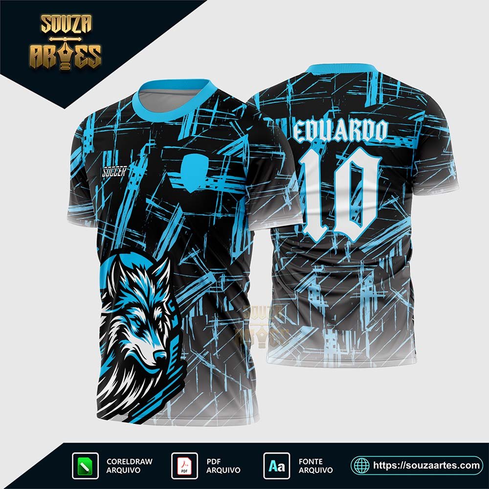Arte Vetor Camisa InterClasse Lobo Azul