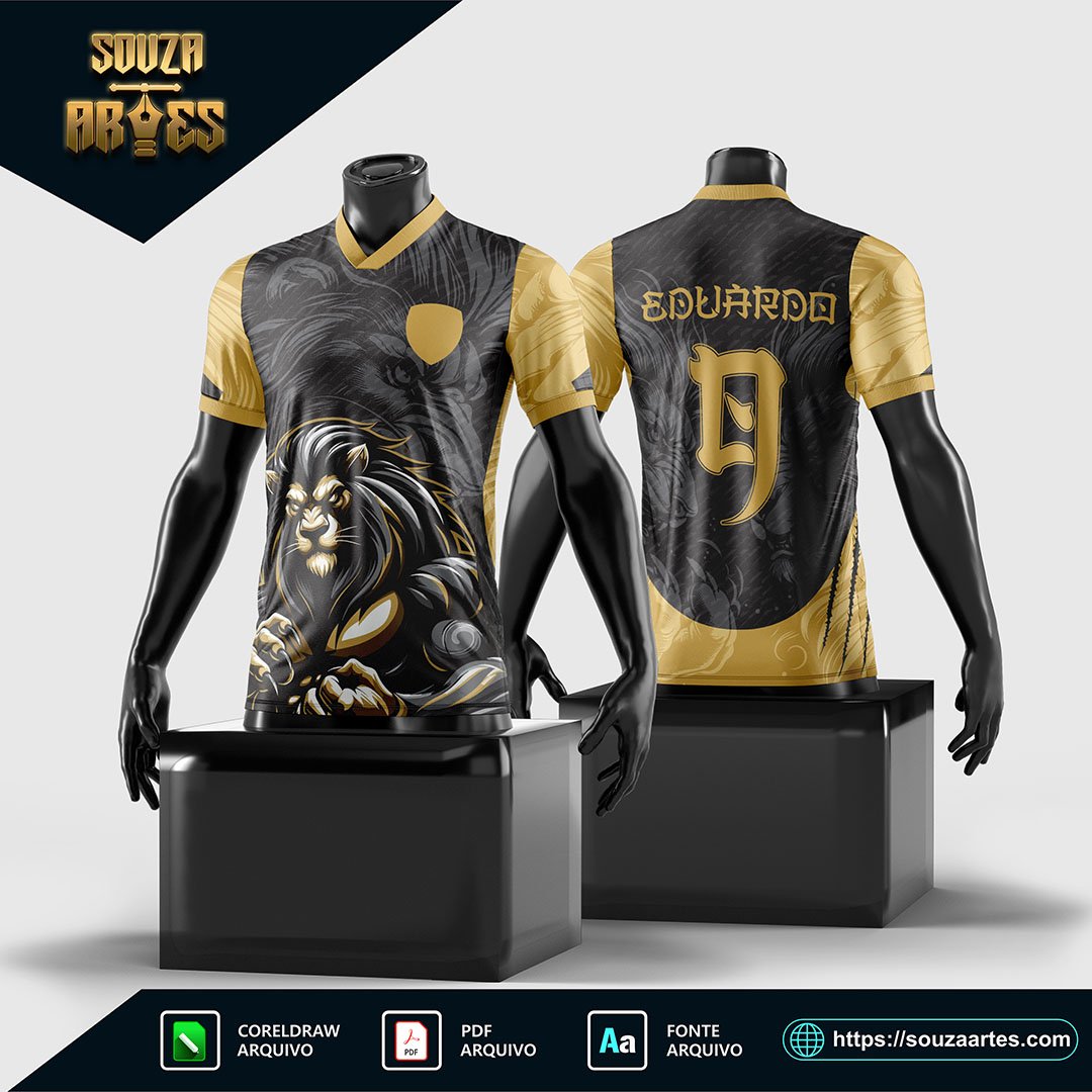 Arte Vetor Camisa Interclasse Leão Dourado 2025