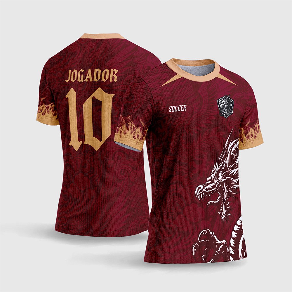 Arte Vetor Camisa de Interclasse 2026 Dragão Vinho - Fogo