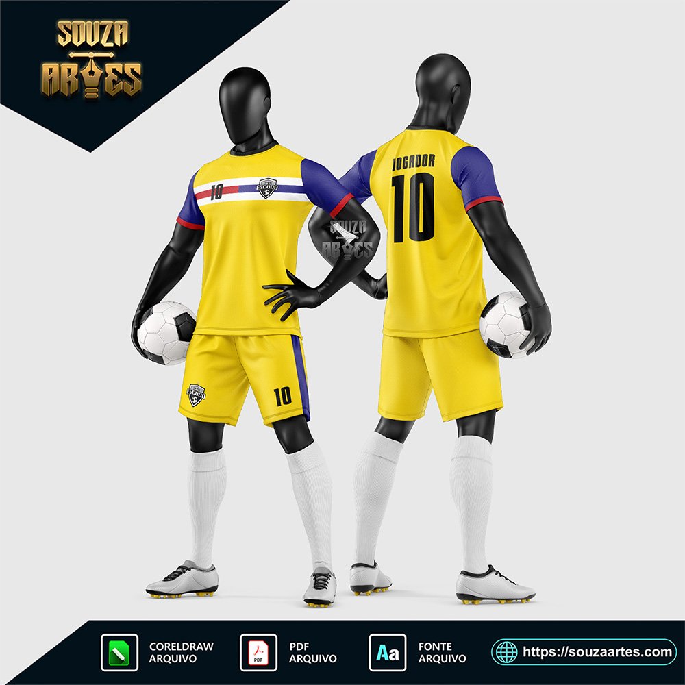 Arte Vetor Estampa Uniforme de Time de Futebol Amador 2026