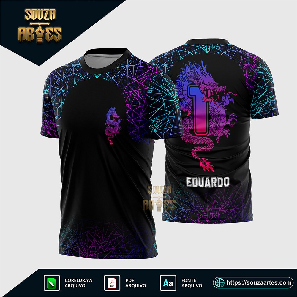 Arte Vetor Camisa Primeirão Dragão Degrade