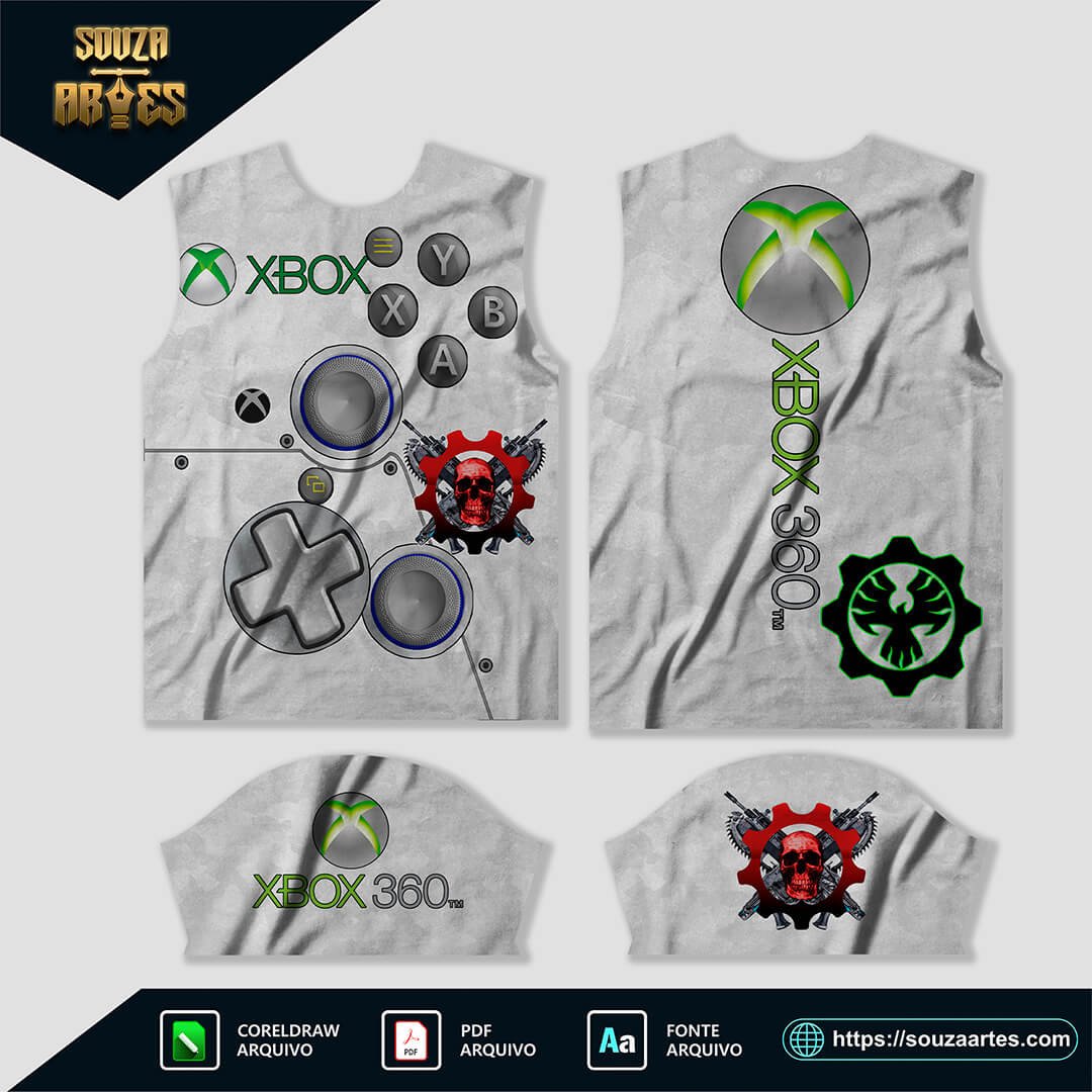 Arte Vetor Estampa Camisa Branca Gamer - X Box 360