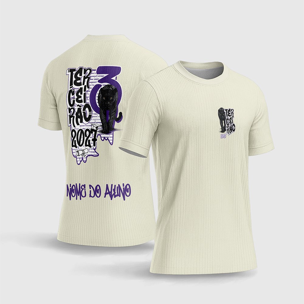 Arte Estampa Camisa Terceirão Pantera Negra Bege