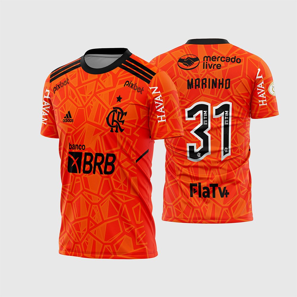 Arte Vetor Camisa Flamengo Goleiro 2022 2023 Laranja