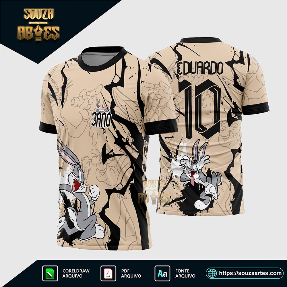 Arte Vetor Camisa Interclasse Pernalonga Correndo - Looney tunes