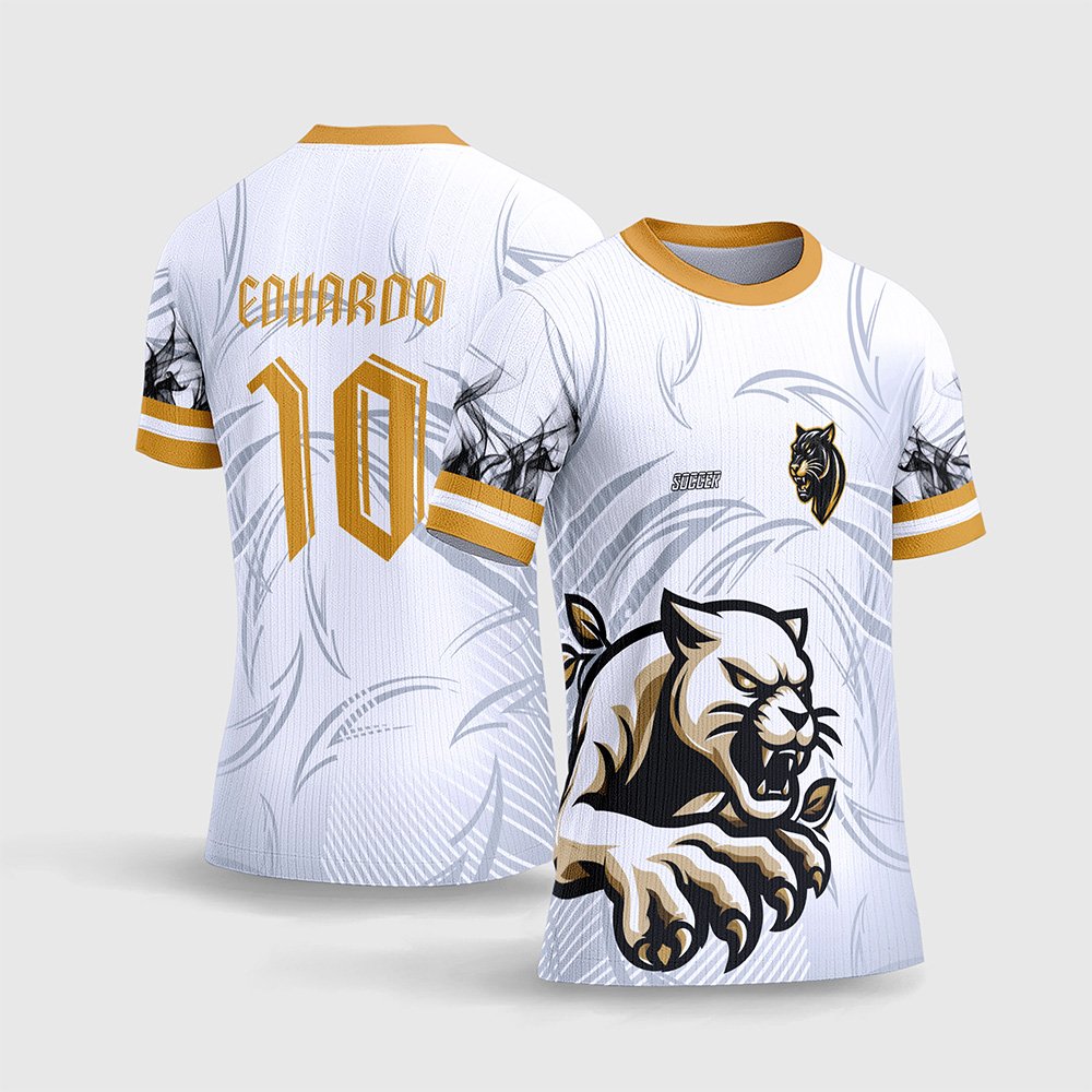 Arte Camisa Interclasse Pantera Branca e Dourada