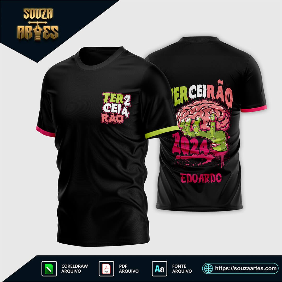 Arte Vetor Camisa Terceirão Cérebro Zumbi 2024