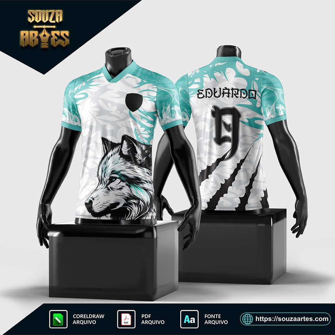 Arte Vetor Camisa InterClasse 2025 Lobo Azul Ciano