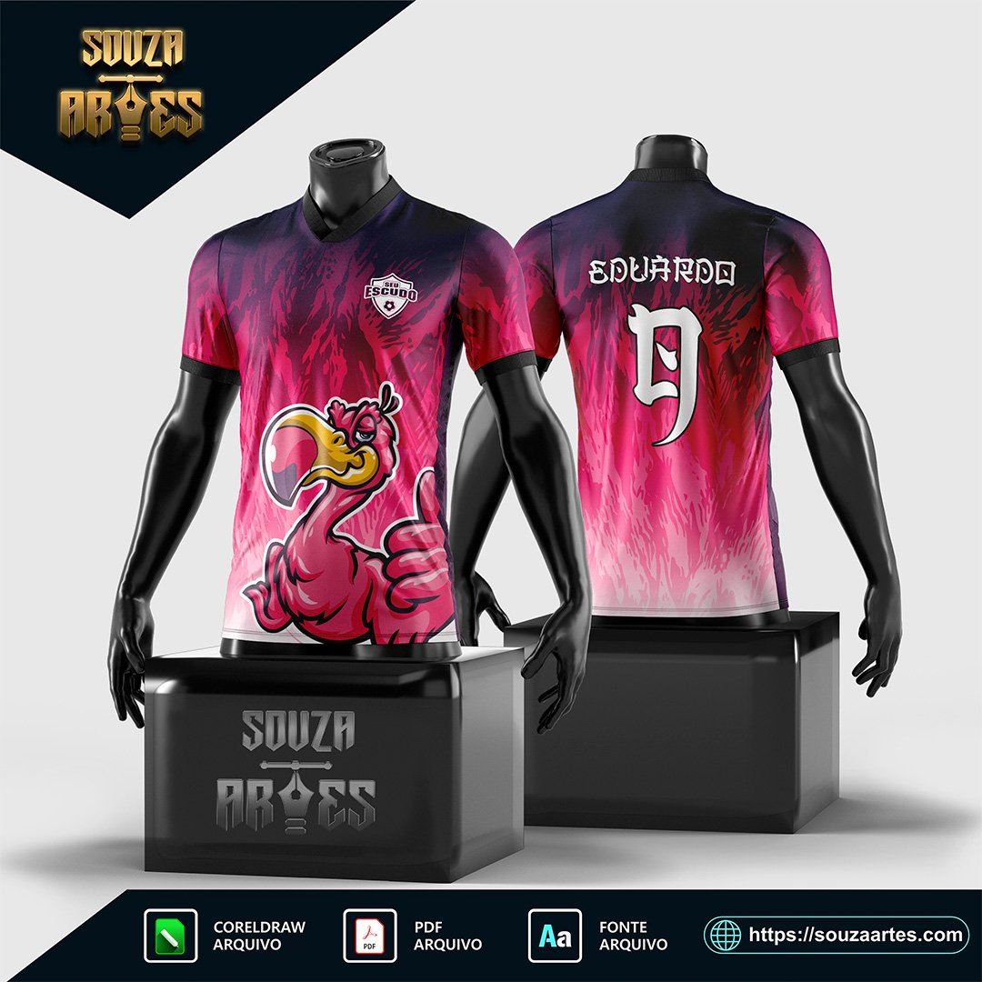 Arte Vetor Camisa InterClasse Flamingo Rosa 2024 - 2025