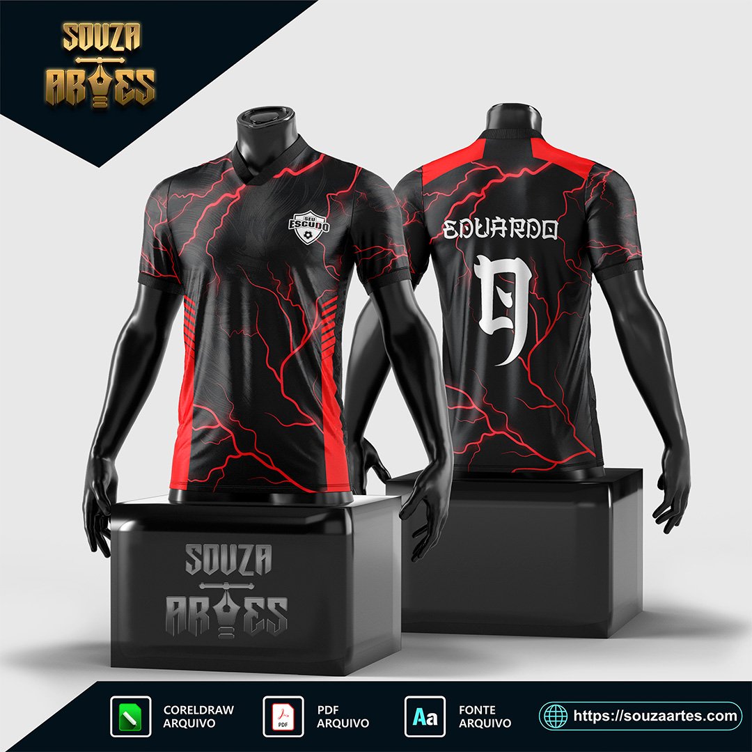 Arte Vetor Camisa Raios Vermelho Interclasse 2024 - 2025