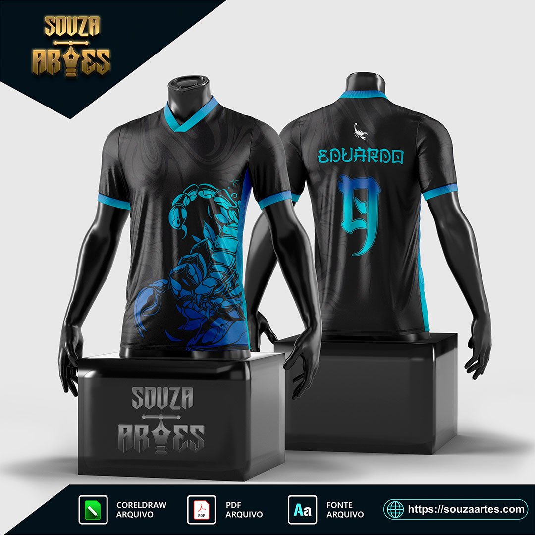 Arte Vetor Camisa Interclasse Escorpião Azul