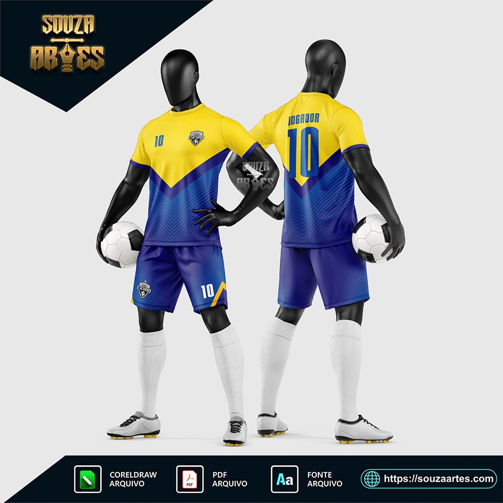 Arte Vetor Estampa Uniforme de Time de Futebol Amador 2026