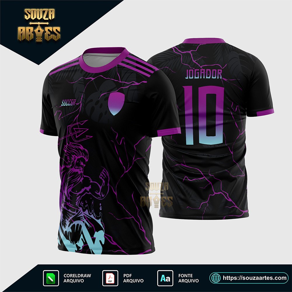 Arte Vetor Camisa interclasse Zeus Raios RGB