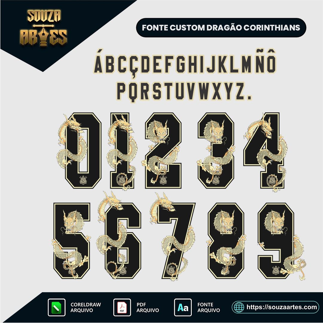 Fonte Personalizada Corinthians Dragão - Cdr x7