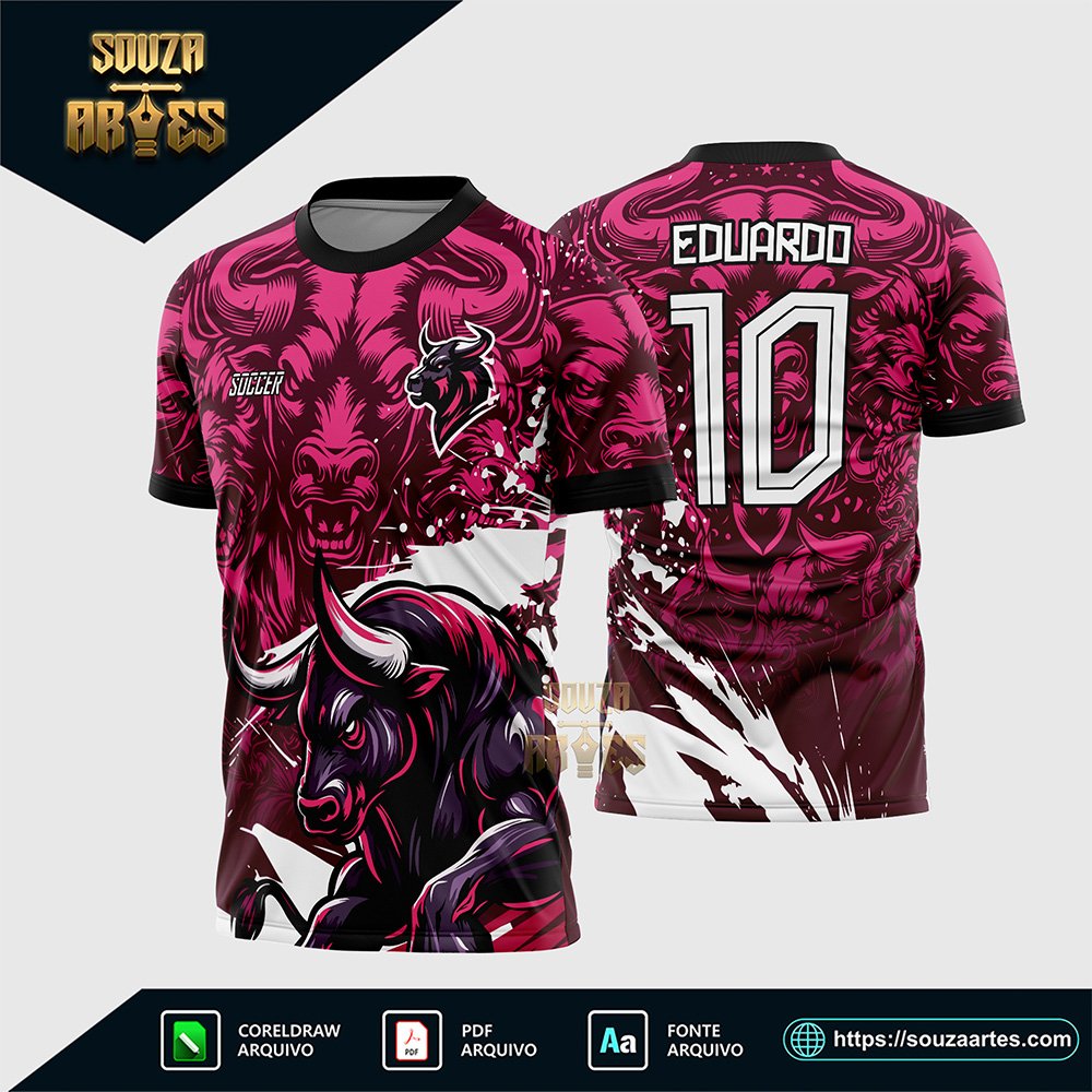 Arte Vetor Camisa Interclasse 2025 Touro Rosa