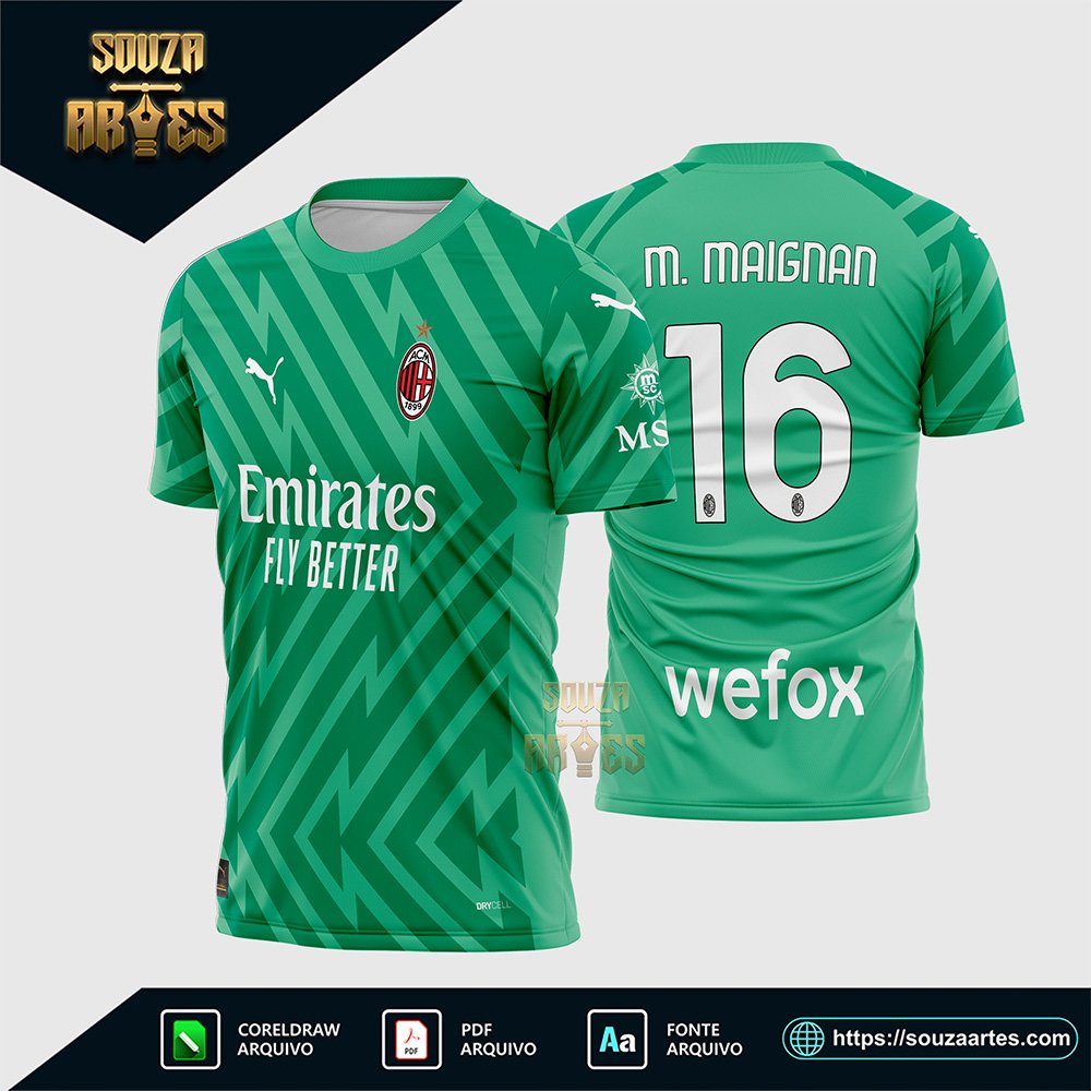 Arte Vetor Camisa AC Milan Goleiro 2023-24