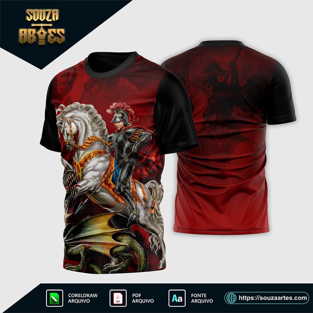Arte Vetor Camisa Religião - São Jorge - Modelo 01