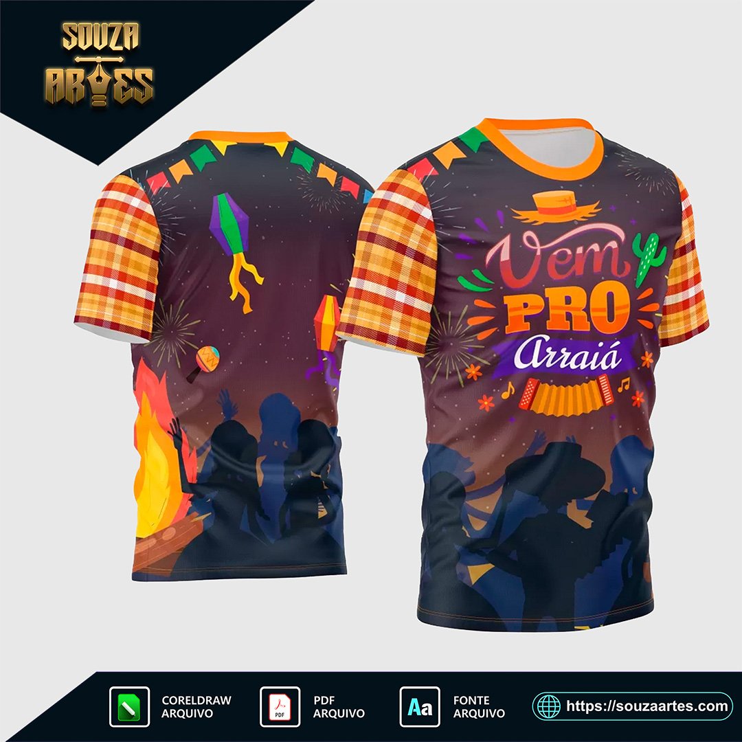 Estampa Vetor Camisa São João 2025 - Vem Pro Arraiá