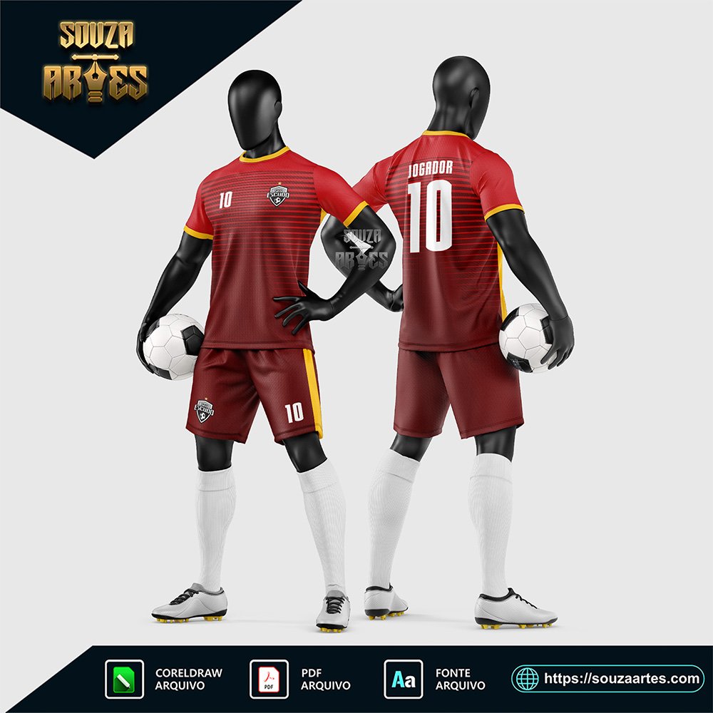 Arte Vetor Estampa Uniforme de Time de Futebol Amador 2026