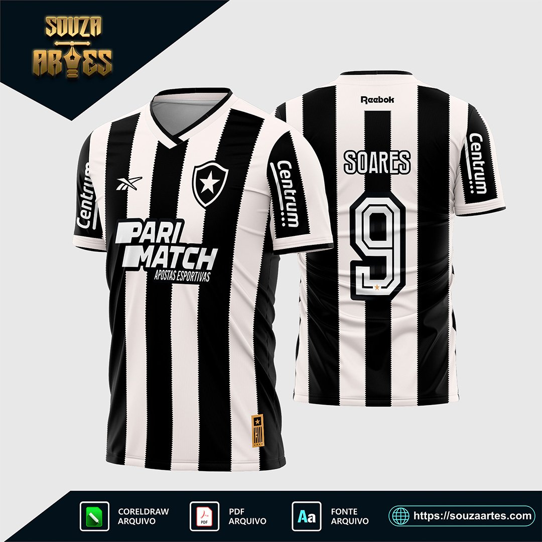 Arte Vetor Camisa Botafogo Titular 2024-25