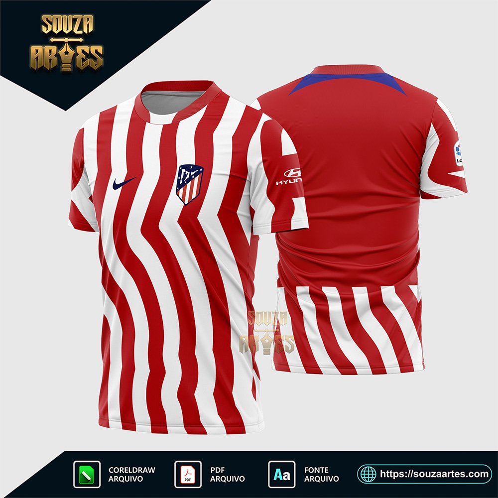 Arte Vetor CamisaAtletico Madrid Titular 2022-2023