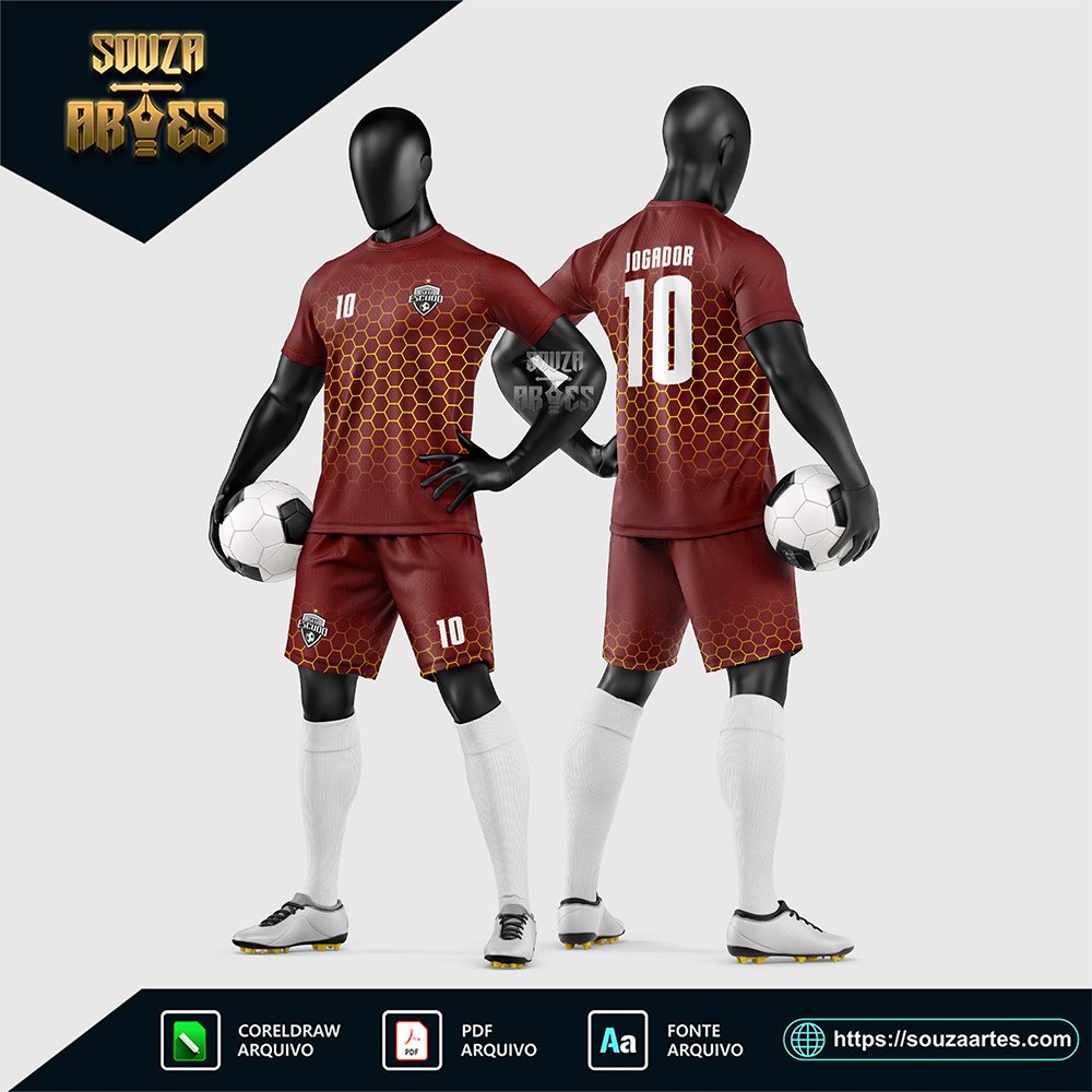 Arte Vetor Estampa Uniforme de Time de Futebol Amador 2026