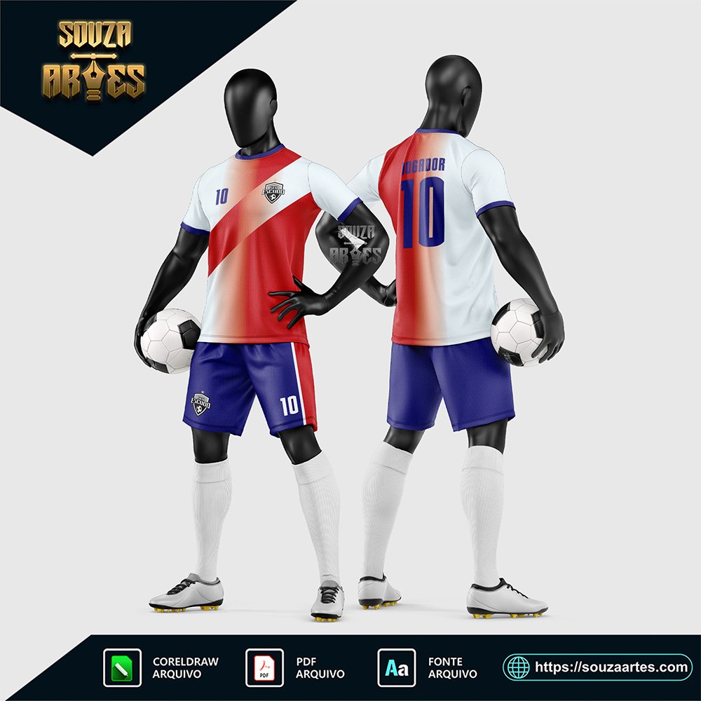 Arte Vetor Estampa Uniforme de Time de Futebol Amador 2026