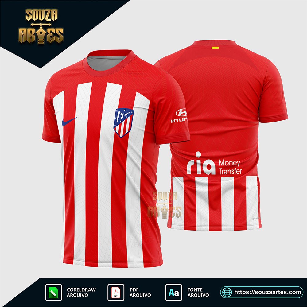 Arte Vetor Camisa Atletico de Madrid Titular 2023 - 2024