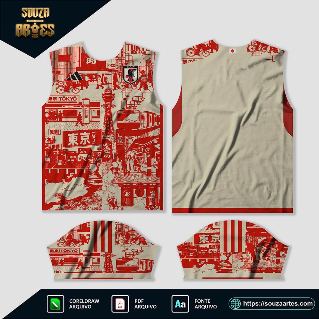 Arte Vetor Camisa Japão Conceito Tokyo 2023-24