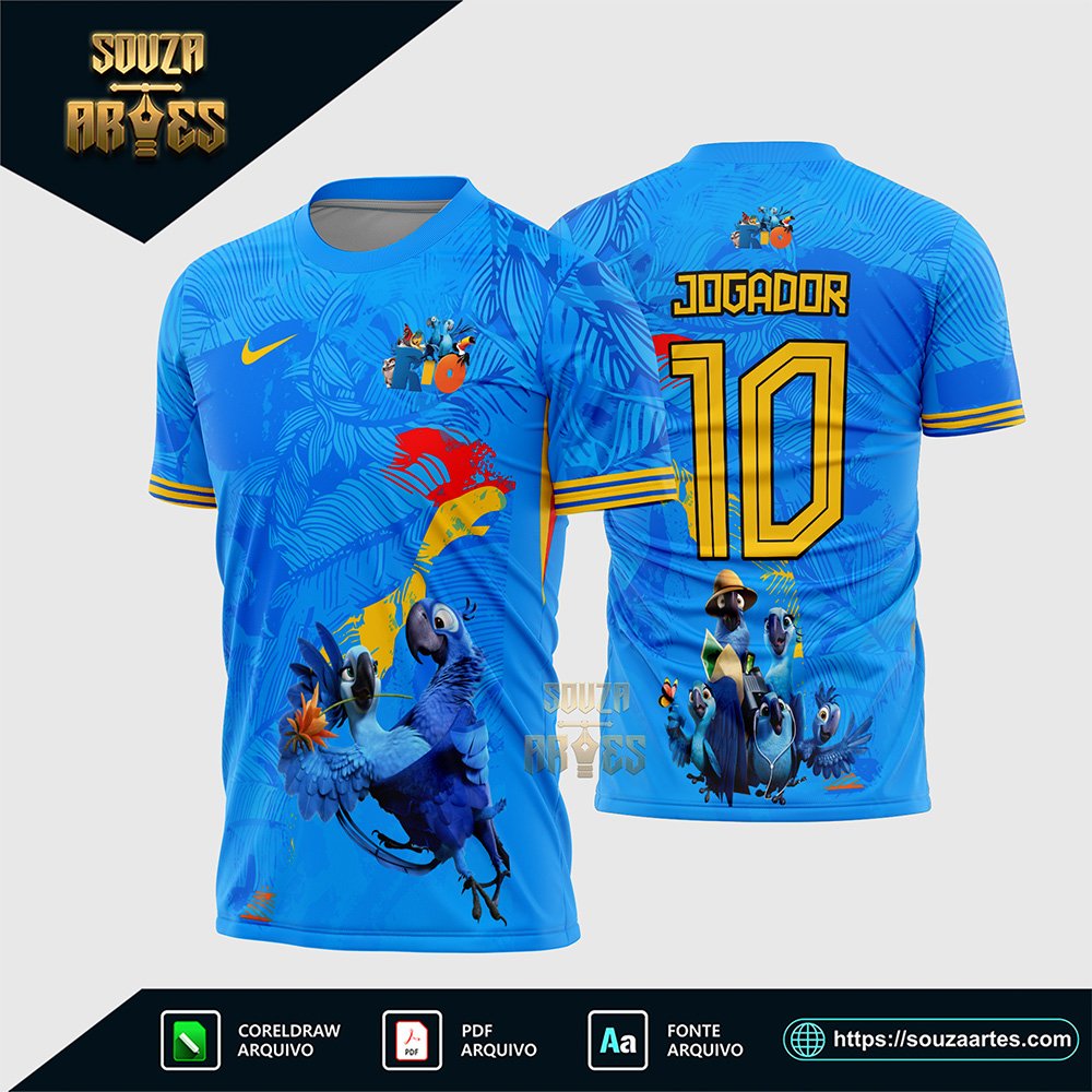 Arte Vertor Camisa Interclasse Rio Arara Azul Apaixonados