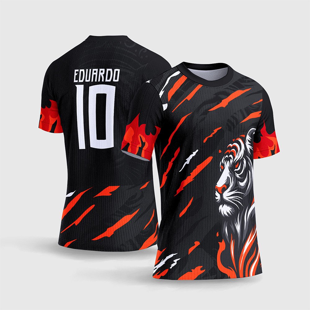 Arte Vetor Camisa Interclasse tigre Fogo Laranja