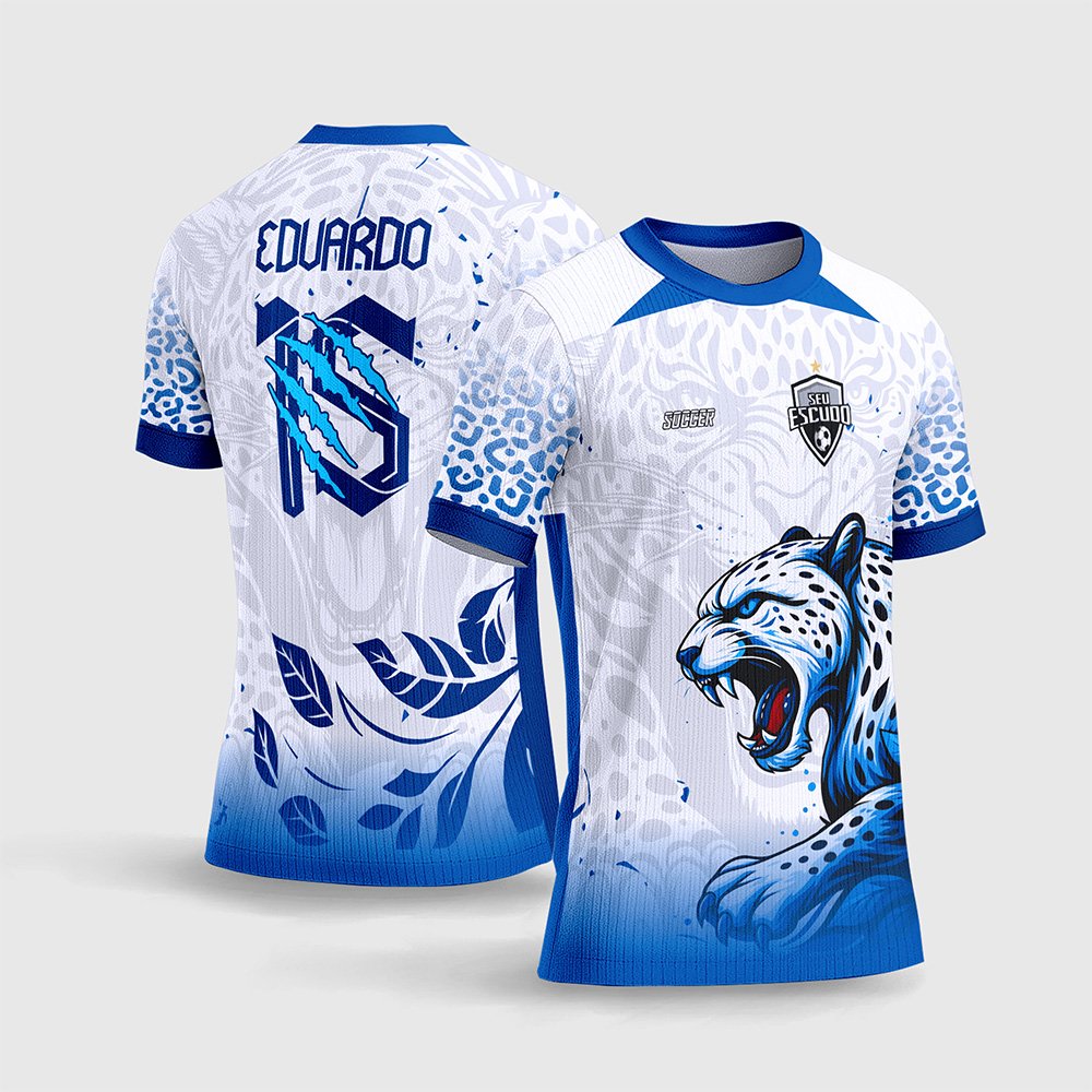 Arte Vetor - Camisa de Interclasse Bonita - Onça Branca com Azul 2026