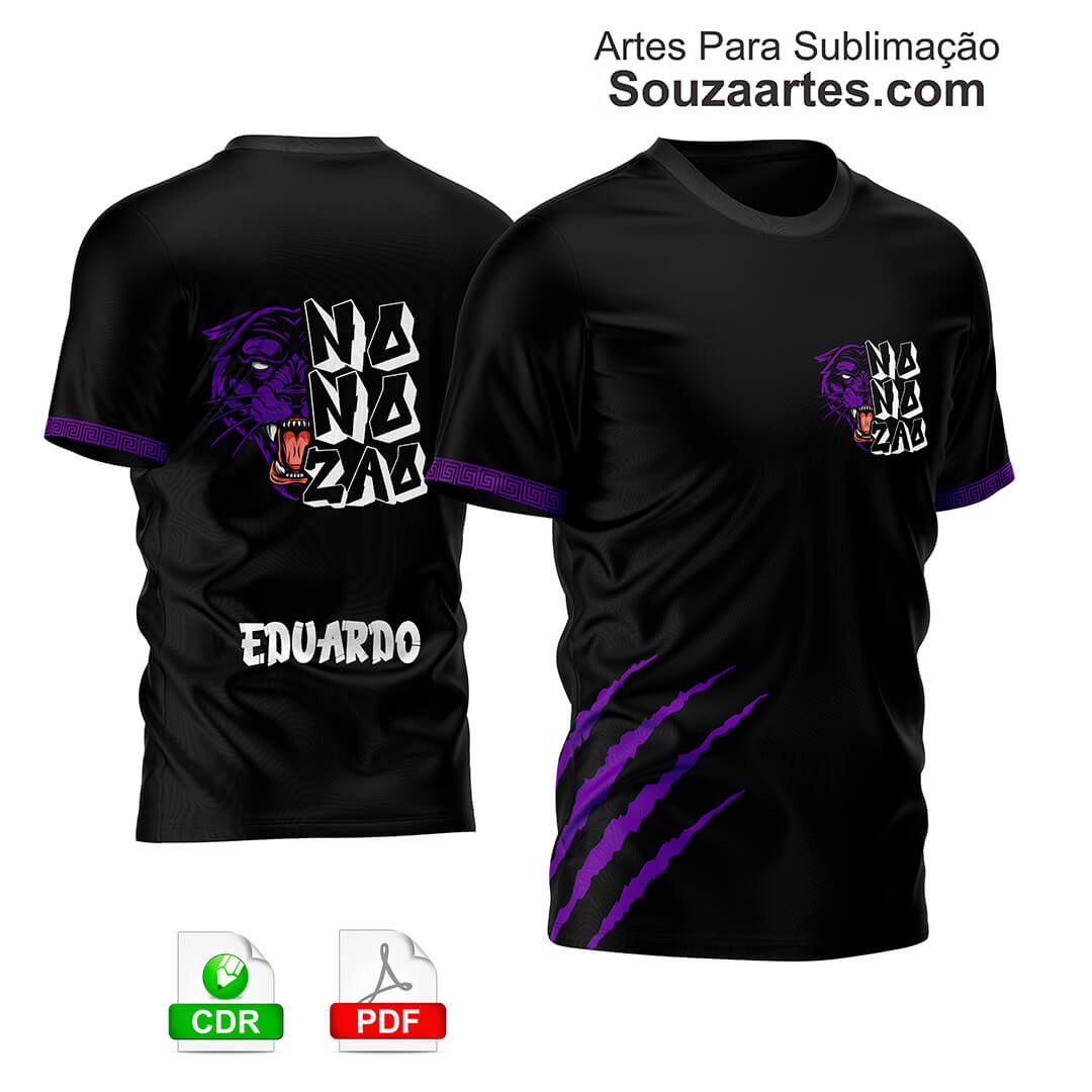 Arte Vetor Camisa Nono Ano Pantera Roxo mod-01