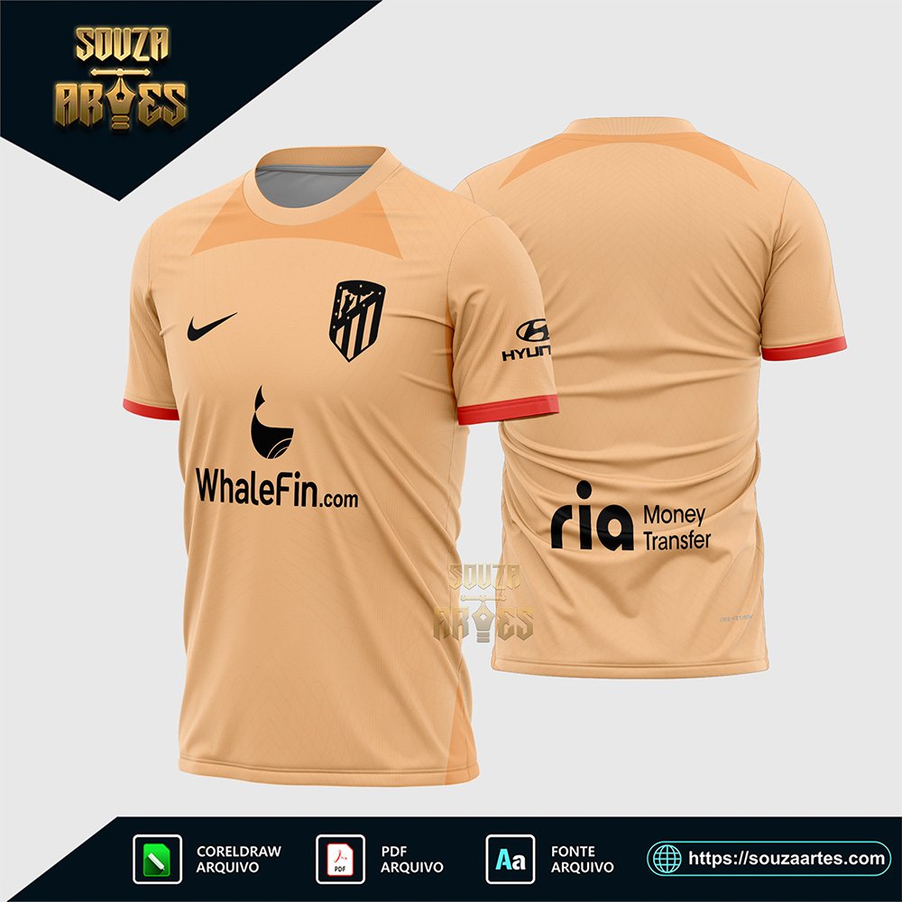 Arte Vetor Camisa Atlético Madrid Terceira 2022 - 2023