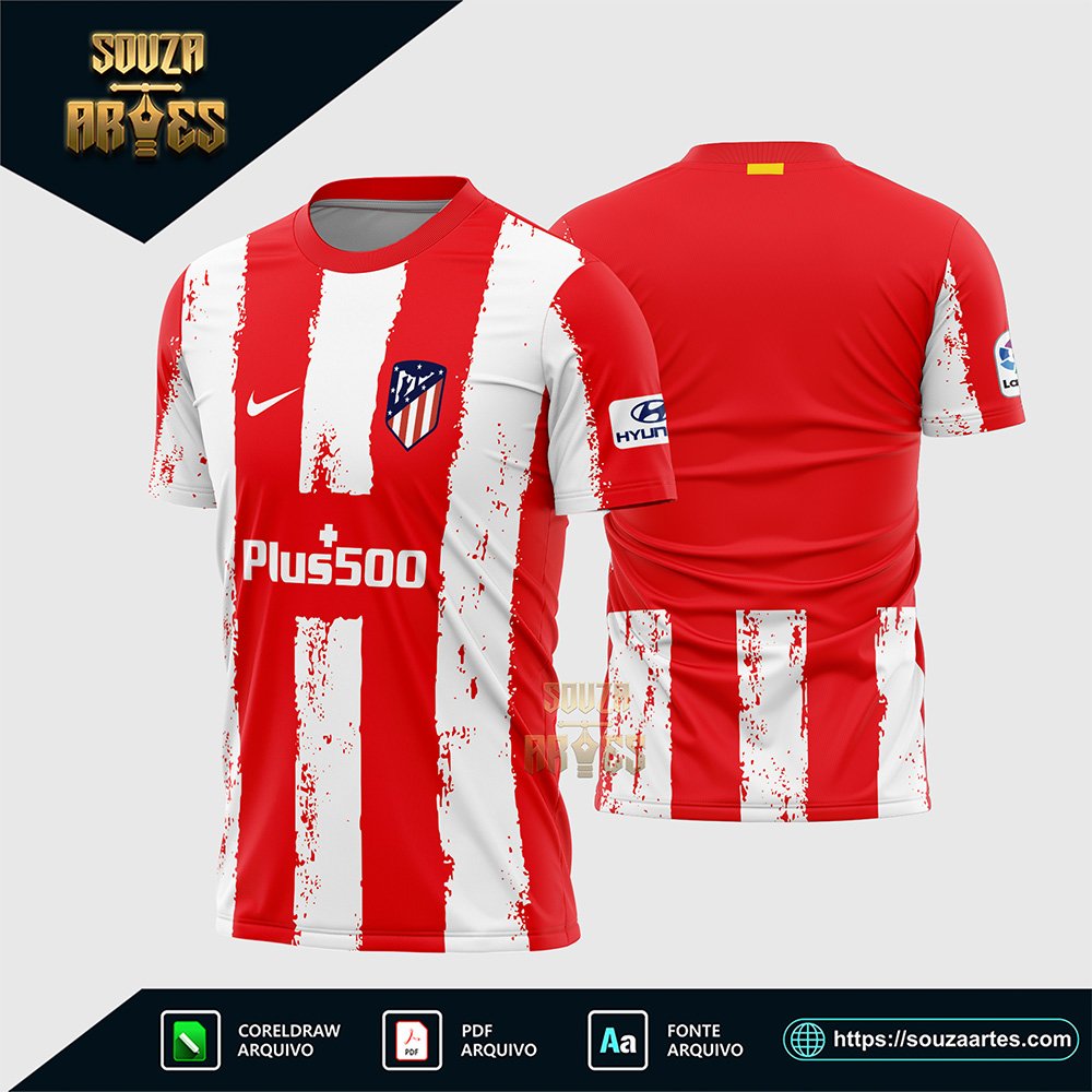 Arte Vetor Camisa Atletico Madrid Local 2021-2022