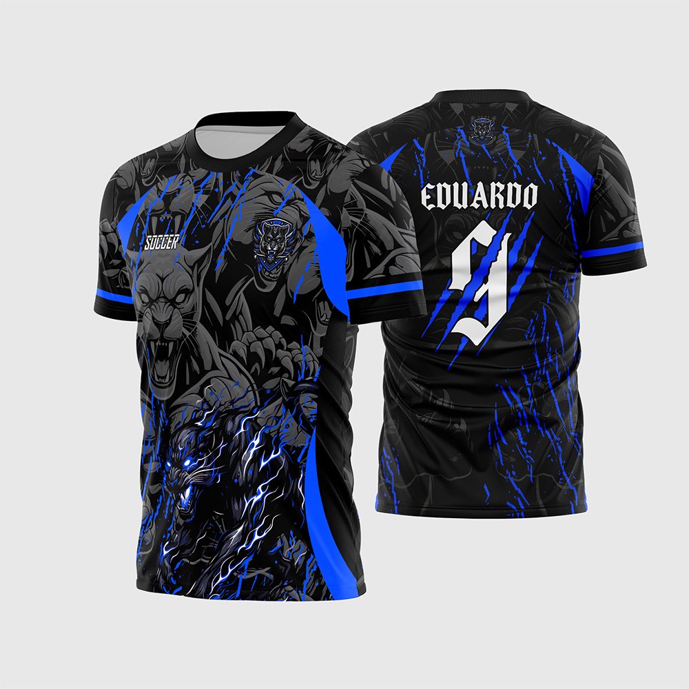Arte Vetor Camisa interclasse Pantera Negra Fogo Azul