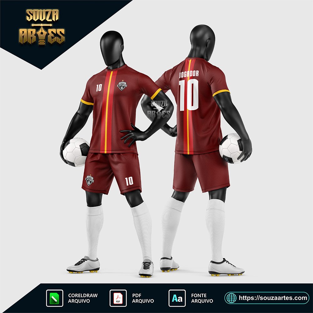 Arte Vetor Estampa Uniforme de Time de Futebol Amador 2026
