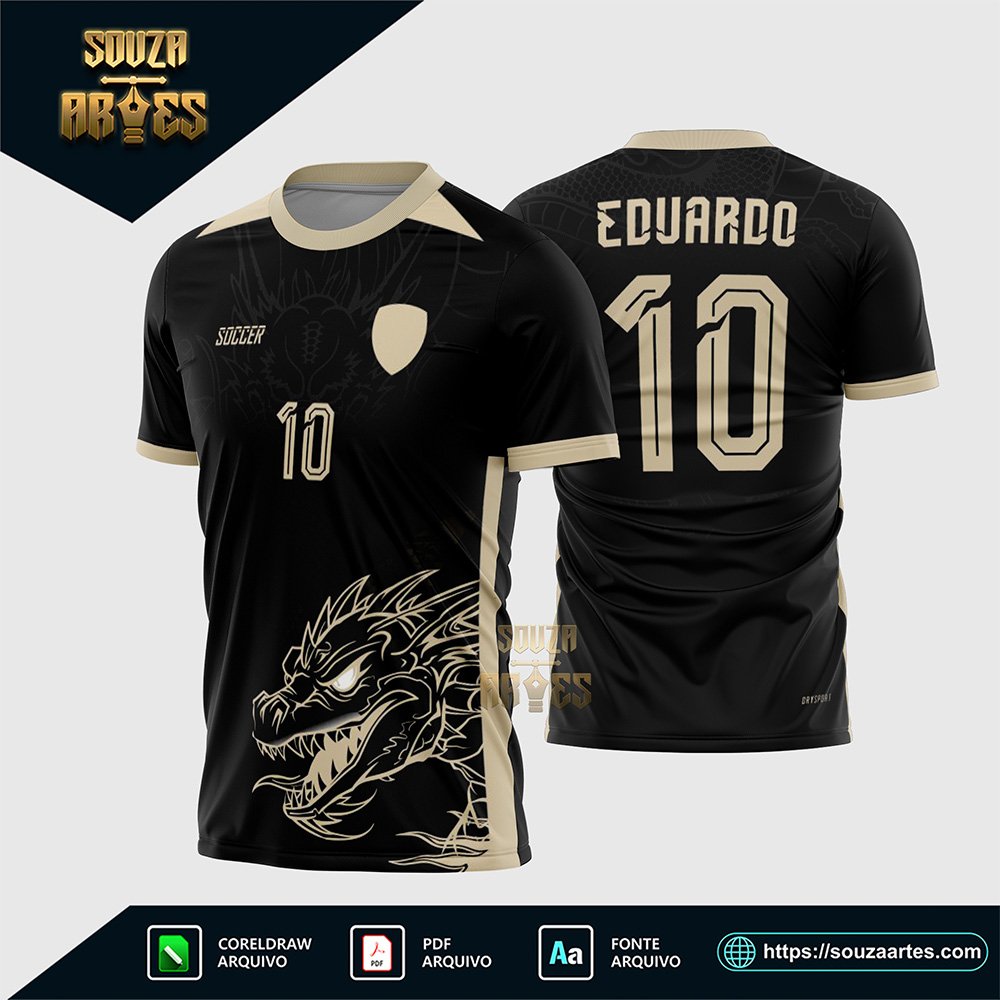Arte Vetor Camisa Interclasse Dragão Dourado